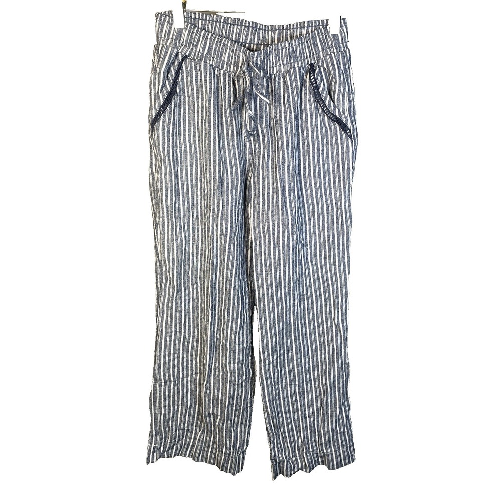 Briggs Women's Linen Pants Small Drawstring Pockets Nautical causal lounge‎